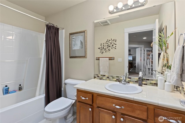 5603 116th St NE, Marysville, WA 98271 - full bath featuring vanity, tasteful backsplash, toilet, and visible vents