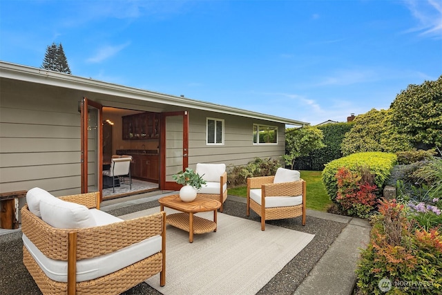 view of patio with an outdoor living space