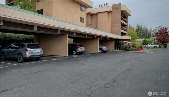 view of covered parking lot