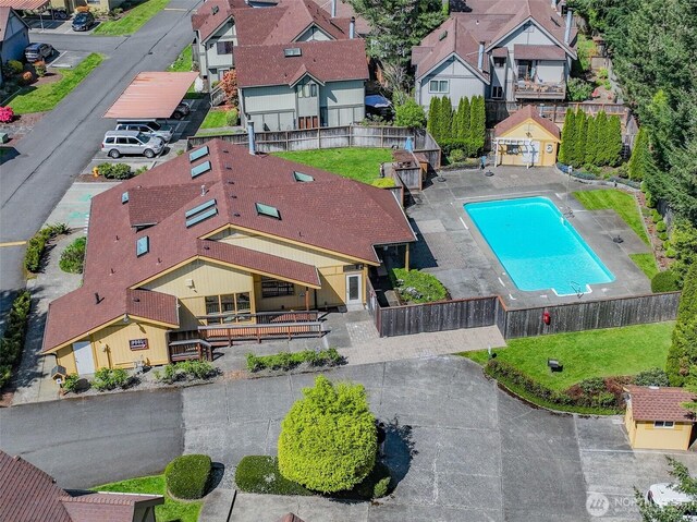 drone / aerial view with a residential view