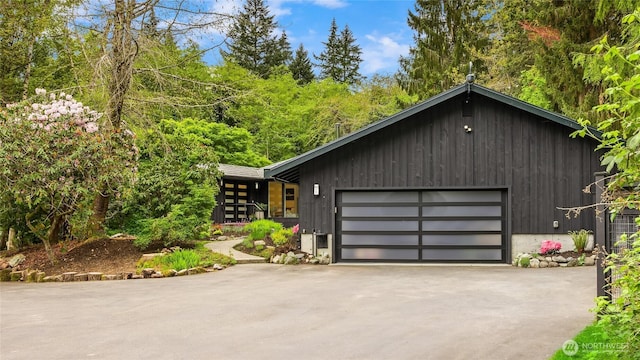 garage with driveway