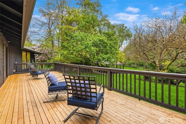 deck with a yard
