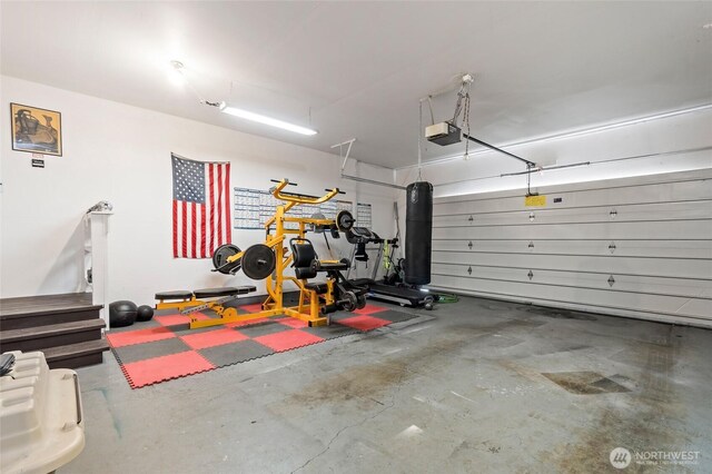 garage with a garage door opener