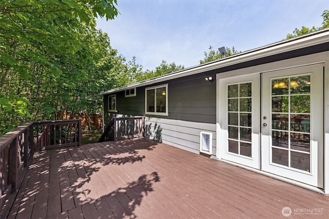 wooden deck with french doors