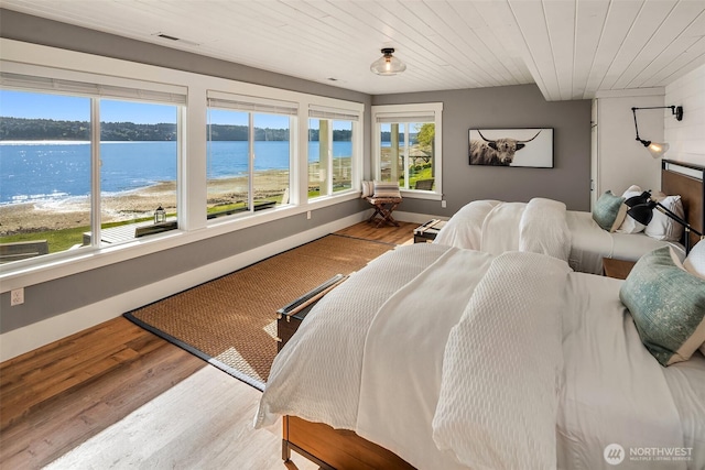 13967 SW 248th St, Vashon, WA 98070 - bedroom featuring baseboards, visible vents, wooden ceiling, and wood finished floors