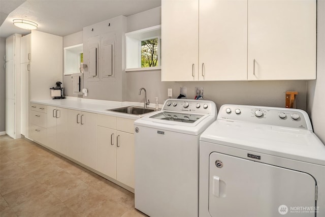13967 SW 248th St, Vashon, WA 98070 - laundry area with a sink, cabinet space, and independent washer and dryer