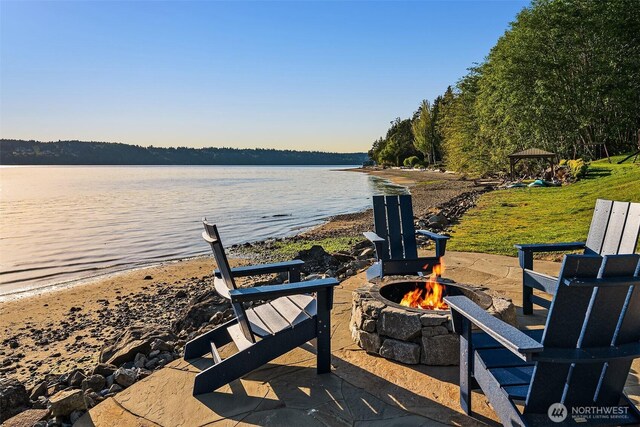 13967 SW 248th St, Vashon, WA 98070 - exterior space featuring a water view and an outdoor fire pit