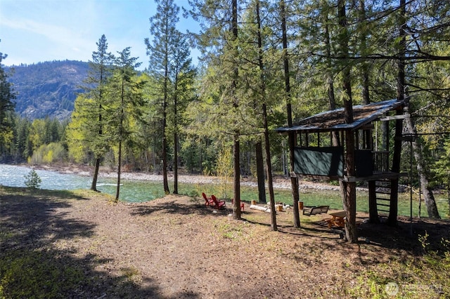 225C Lost River Rd, Mazama, WA 98833 - view of yard featuring a mountain view and a forest view