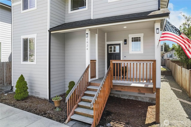 1824 E Fairbanks St, Tacoma, WA 98404 - entrance to property featuring a shingled roof and fence