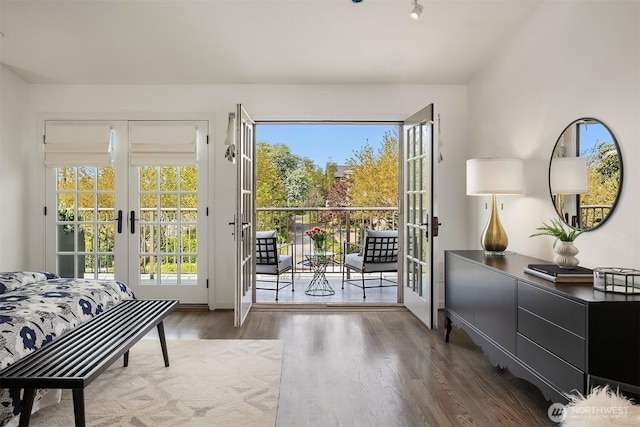 doorway featuring french doors and wood finished floors