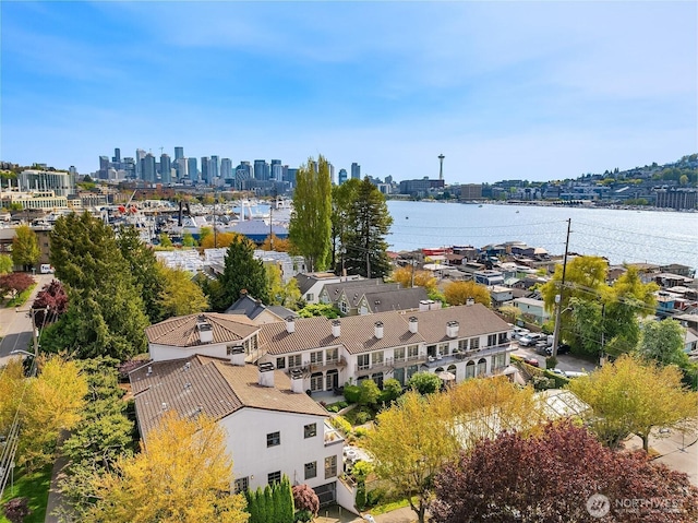 aerial view with a city view