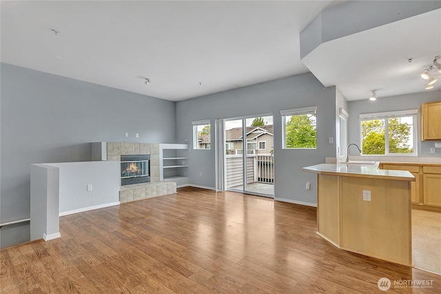 6330 Isaac Ave SE Unit C24, Auburn, WA 98092 - unfurnished living room with healthy amount of natural light, light wood-type flooring, and a sink
