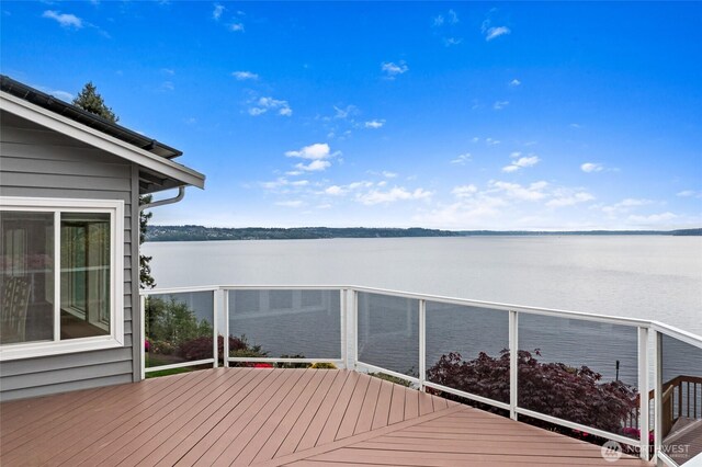 deck with a water view