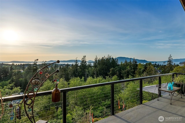 balcony with a mountain view
