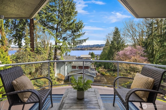 balcony with a water view