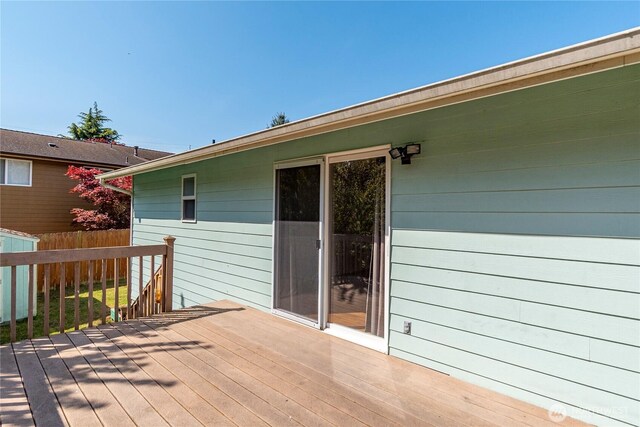 wooden deck featuring fence