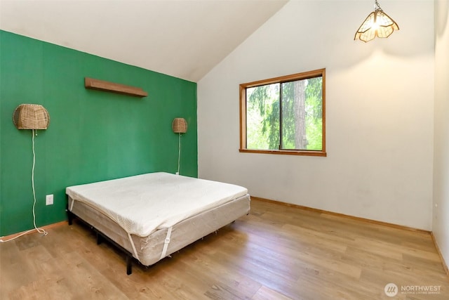 17936 Clearland Blvd SE, Yelm, WA 98597 - bedroom featuring vaulted ceiling, wood finished floors, and baseboards