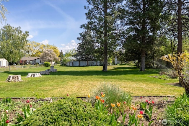 view of yard featuring fence