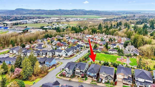 aerial view with a residential view