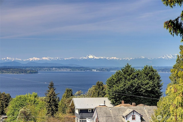 property view of water featuring a mountain view