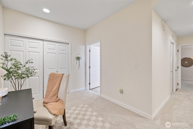 9229 122nd Ct NE Unit 13, Kirkland, WA 98033 - office area featuring baseboards, light carpet, recessed lighting, and visible vents