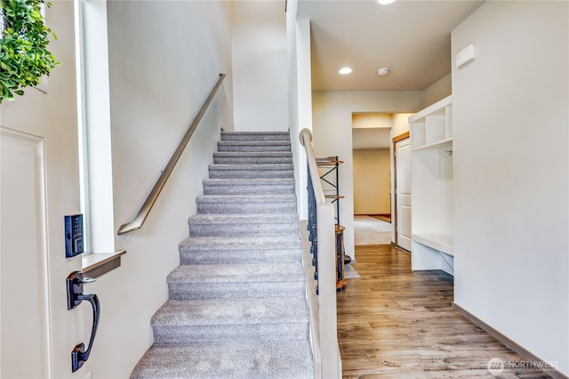 5198 Sophie St, Bremerton, WA 98312 - staircase featuring recessed lighting and wood finished floors