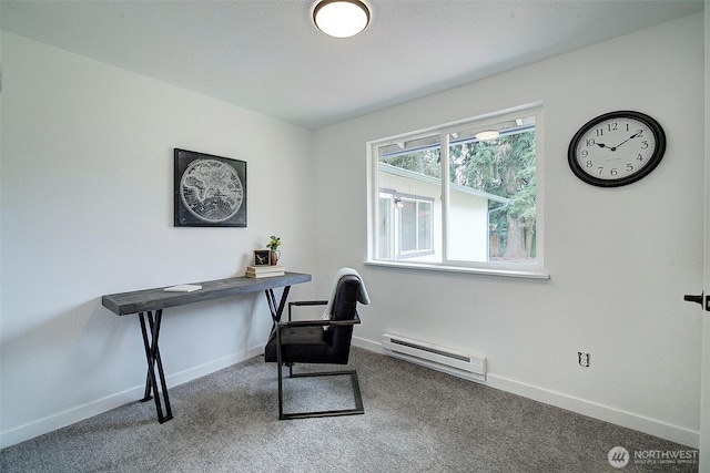 12120 218th Avenue Ct E, Bonney Lake, WA 98391 - carpeted office with baseboards and a baseboard heating unit