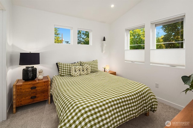 10419 41st Ave SW Unit A & B, Seattle, WA 98146 - bedroom with carpet floors, lofted ceiling, and recessed lighting