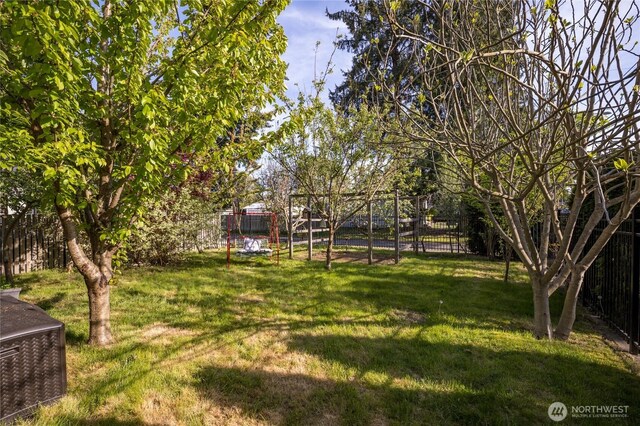 view of yard with a fenced backyard