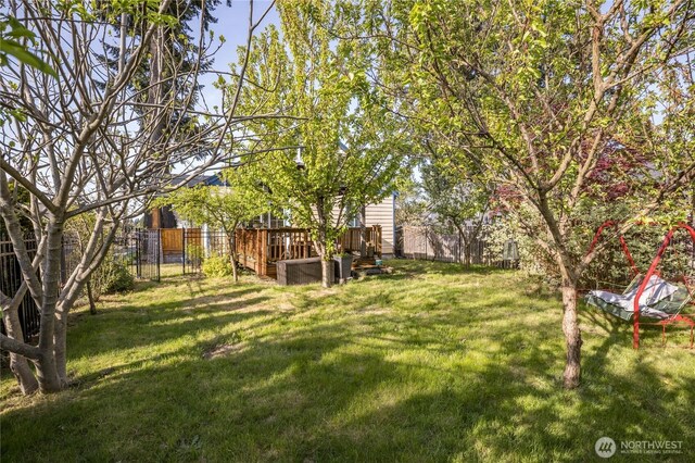 view of yard featuring a fenced backyard