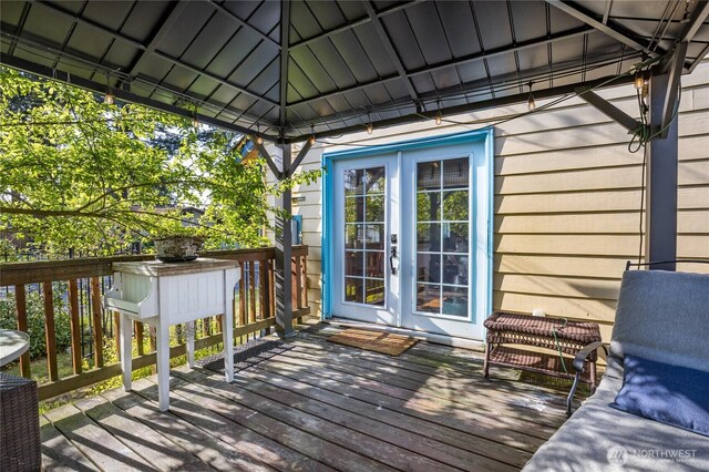 wooden deck with french doors