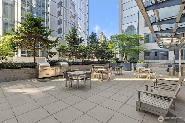 820 Blanchard St Unit 1507, Seattle, WA 98121 - view of patio featuring outdoor dining space, exterior kitchen, and area for grilling