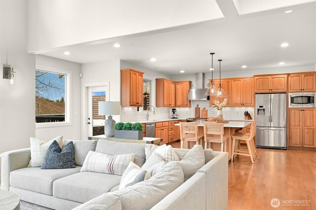 3679 Silver Oak Ct, Bellingham, WA 98226 - living area with recessed lighting and light wood-type flooring