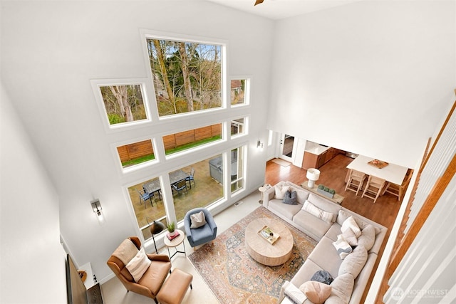 3679 Silver Oak Ct, Bellingham, WA 98226 - living area with a towering ceiling and wood finished floors