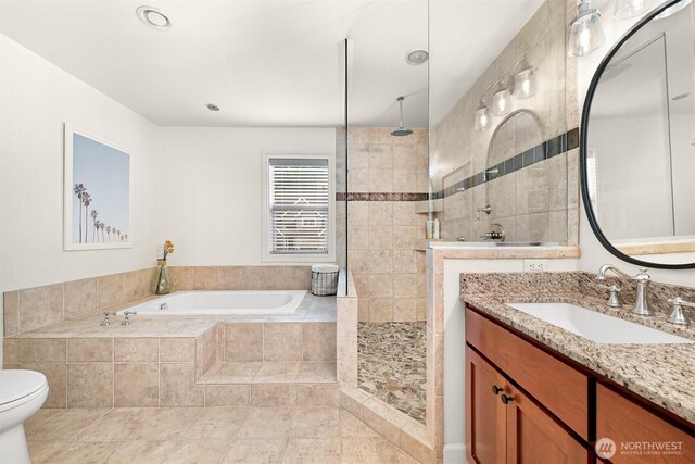 3679 Silver Oak Ct, Bellingham, WA 98226 - bathroom with a garden tub, walk in shower, toilet, and vanity