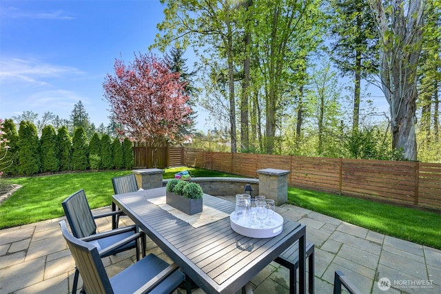 3679 Silver Oak Ct, Bellingham, WA 98226 - view of patio / terrace with a fenced backyard and outdoor dining space