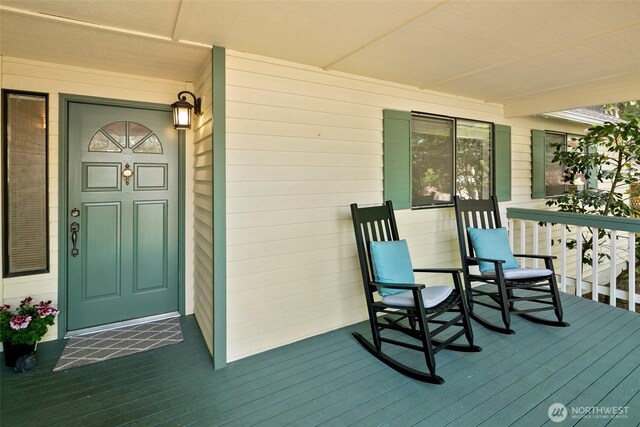 deck with a porch