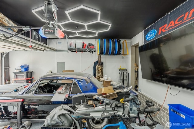 garage with electric panel