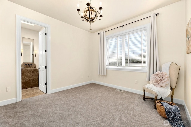 9676 Evergreen Dr, Bellevue, WA 98004 - sitting room with a chandelier, carpet, and baseboards