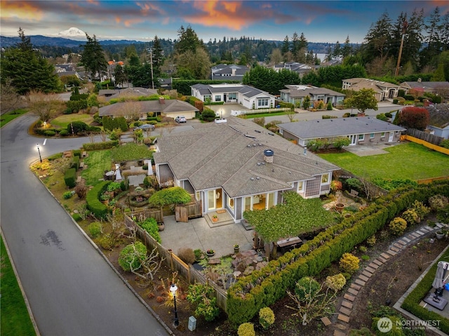 9676 Evergreen Dr, Bellevue, WA 98004 - aerial view at dusk of a residential view