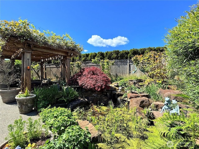 9676 Evergreen Dr, Bellevue, WA 98004 - view of yard with fence and a pergola