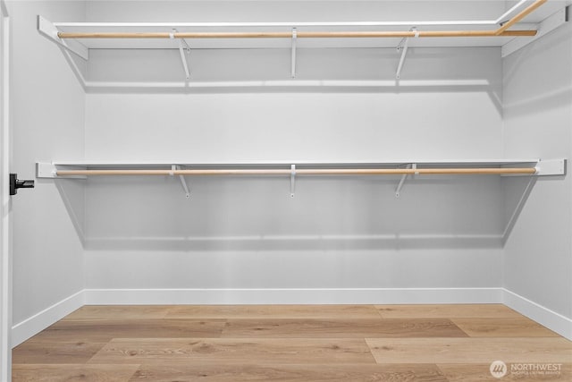 spacious closet with light wood-style flooring