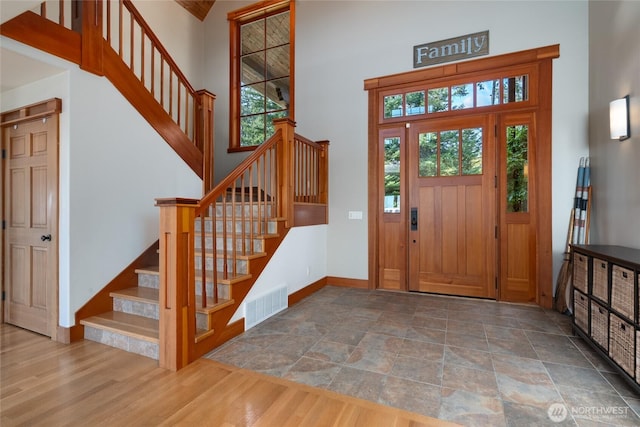 15089 Old Deception Mill Ln, Anacortes, WA 98221 - entryway featuring plenty of natural light, visible vents, and a towering ceiling