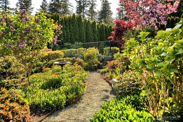 15089 Old Deception Mill Ln, Anacortes, WA 98221 - view of yard featuring a garden and fence