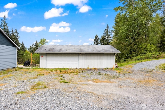 view of detached garage