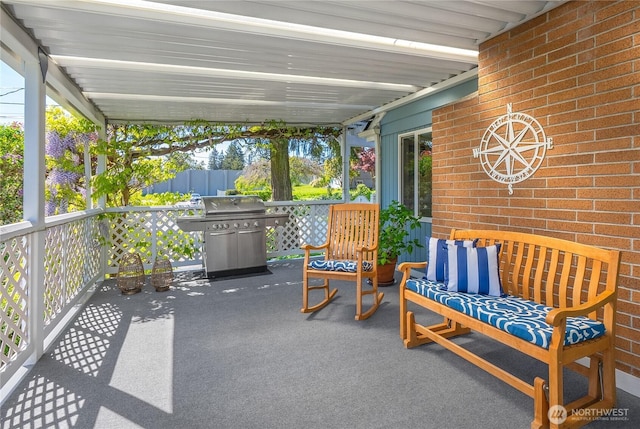 view of patio with area for grilling