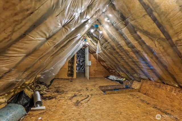 view of unfinished attic