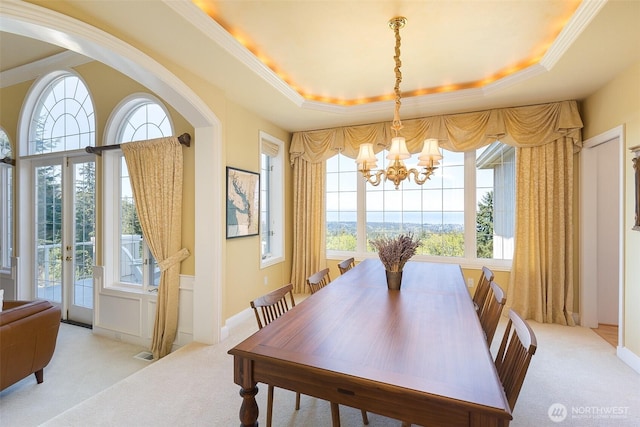 581 Harbor View Dr, Port Angeles, WA 98363 - dining area with plenty of natural light, a notable chandelier, and light carpet