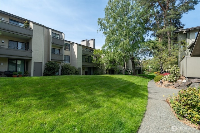 view of community featuring a lawn