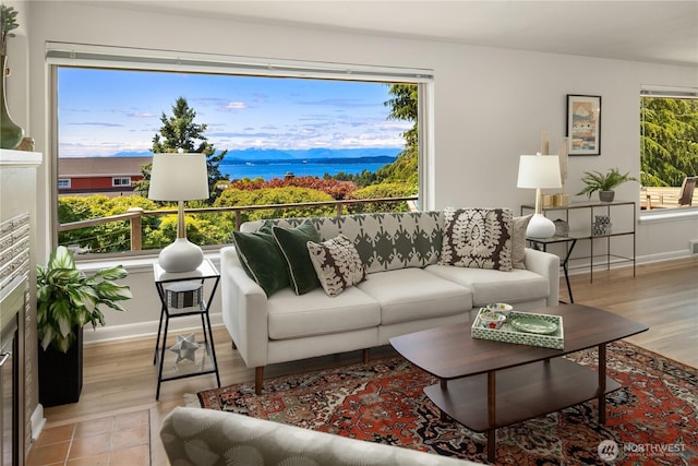 6743 40th Ave SW, Seattle, WA 98136 - living area with baseboards and light wood-style floors
